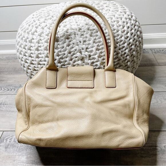 Kate Spade Bexley Anisha Pebbled Leather Turnlock Satchel Bag Nude Tan - Picture 3 of 8